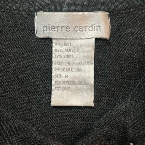 Pierre Cardin Gray Cardigan Sequins Floral Embroidered Vintage - Picture 2 of 5